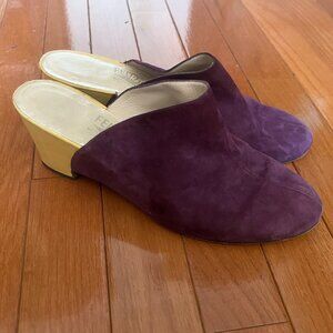 Salvatore Ferragamo Purple and Yellow Two Tone Mule Slides 37